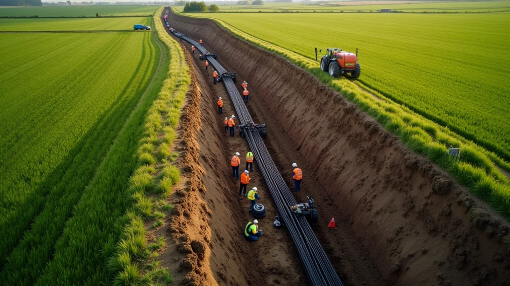 Landkarte Deutschlands mit farbigen Regionen, die Glasfaser-Ausbau-Status zeigen, moderne Kartengrafik mit grünen und roten Bereichen