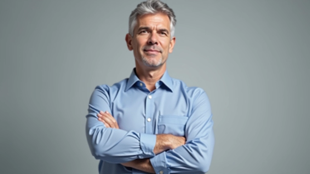 Portrait eines männlichen Tech-Spezialisten mit grauem Haar in Geschäftshemd, Porträt von Brustaufwärts