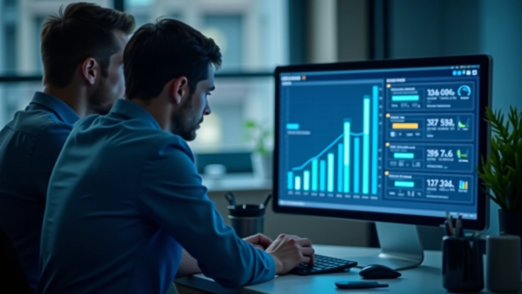 Team analysiert Daten auf Bildschirm