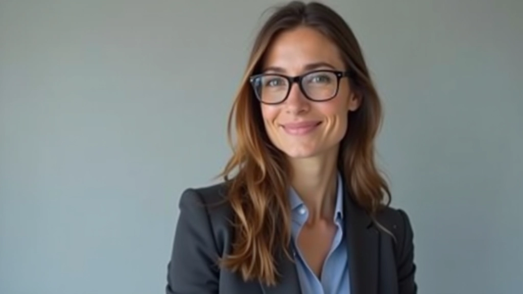 Portrait einer weiblichen Datenanalystin mit braunem Haar, Brille und Geschäftskleidung, Porträt von Brustaufwärts